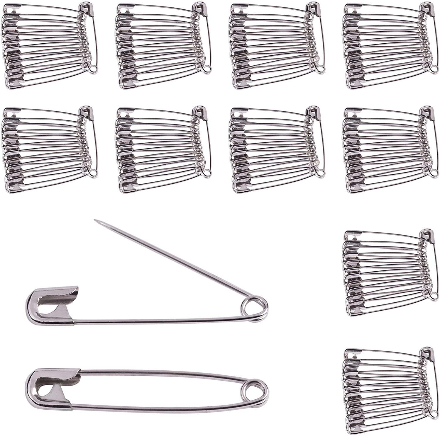 Beadnova Small Safety Pins Size 1 Nickel Finish Clothing Pins Safety Pins For Clothes Garment