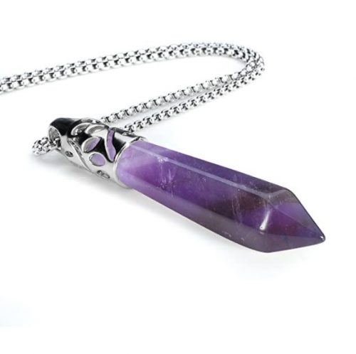 Beadnova Healing Crystal Necklace For Women Men Natural Amethyst Quartz 