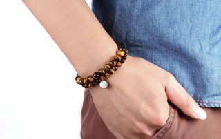 wearing tiger eye bracelet