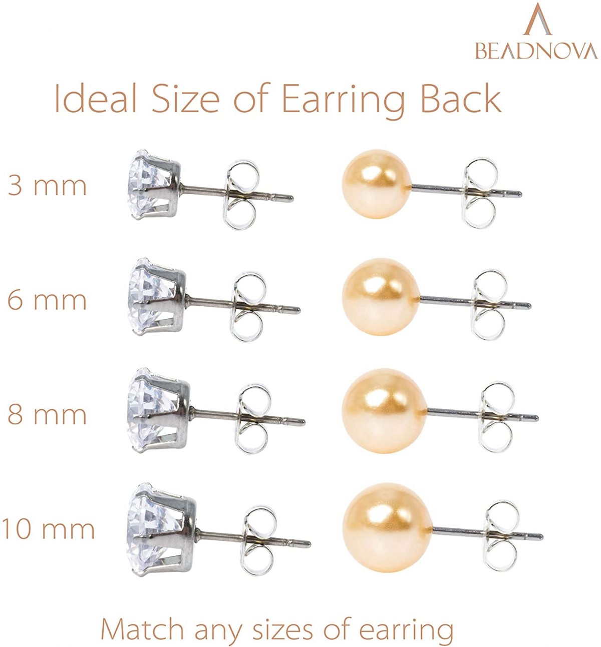 BEADNOVA 925 Sterling Silver Earring Backs Replacements Earring ...