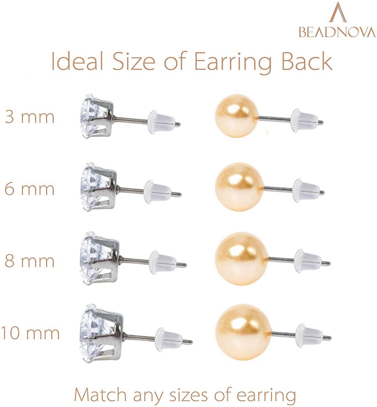 BEADNOVA Earring Backs Rubber Soft Clear Earing Backings Replacement