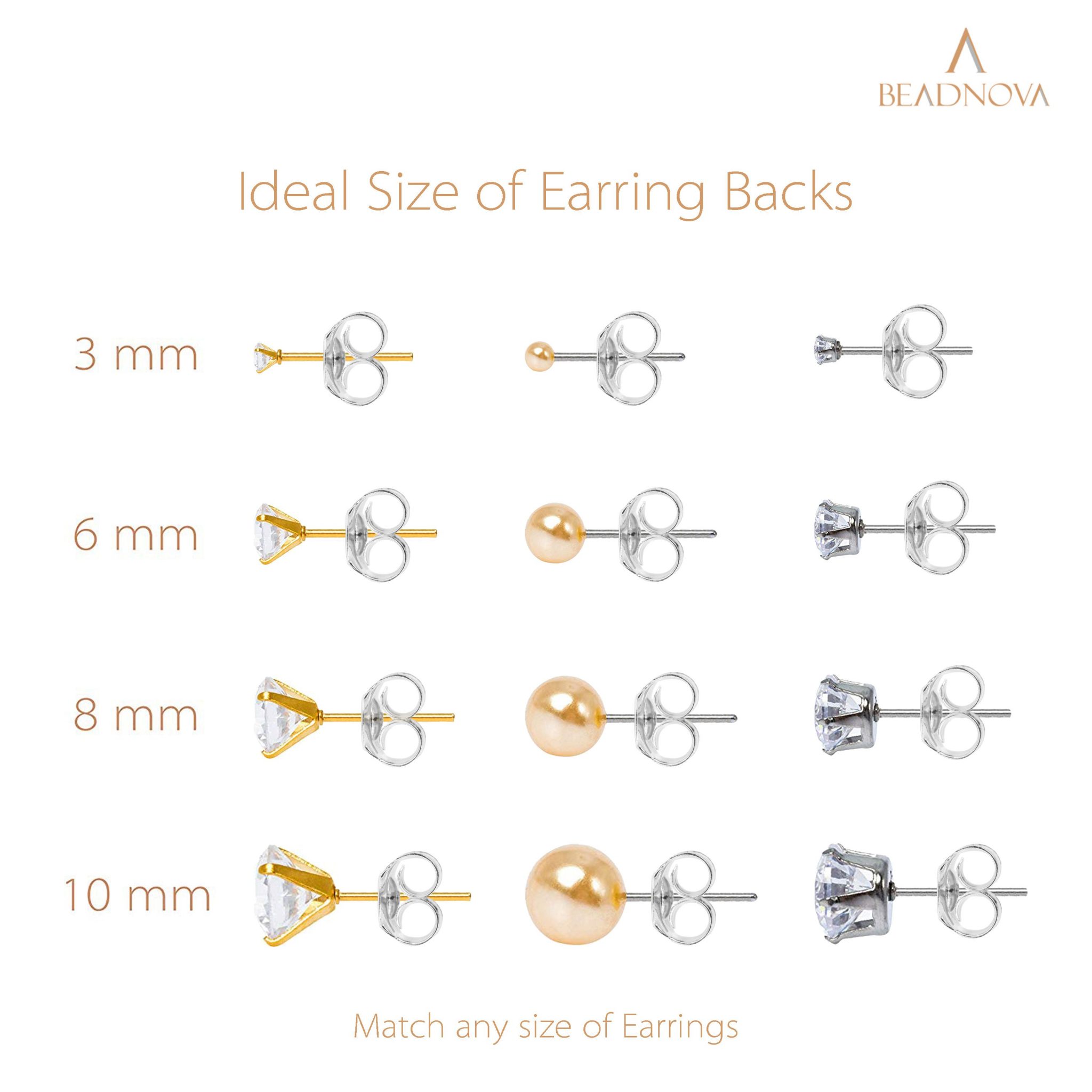 BEADNOVA 925 Sterling Silver Earring Backs Butterfly Earring Backing for  Studs Locking Earring Backs Hypoallergenic Earring Backings Replacement