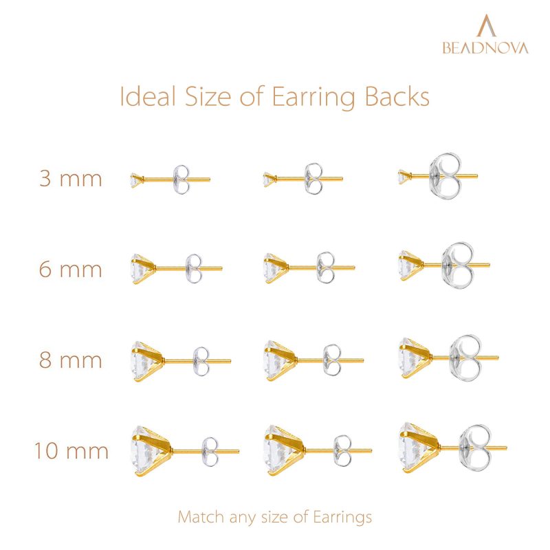 BEADNOVA Sterling Silver Earring Backs Secure Hypoallergenic Earring ...