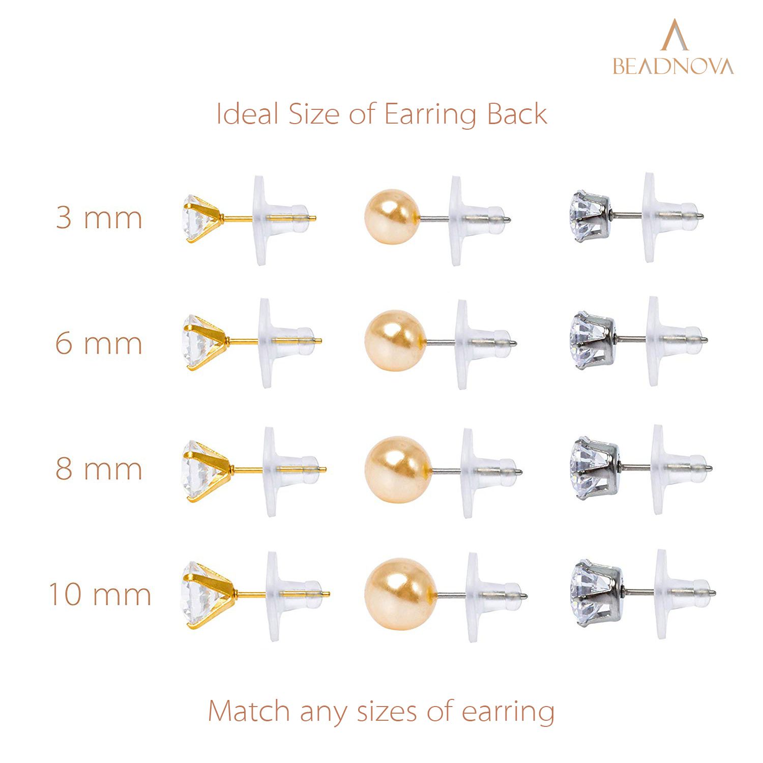 BEADNOVA Earring Backs for Studs 240pcs Earring Back Stoppers Earring  Backings Pierced Earring Backs Clear Rubber Bullet Clutch Plastic Locking