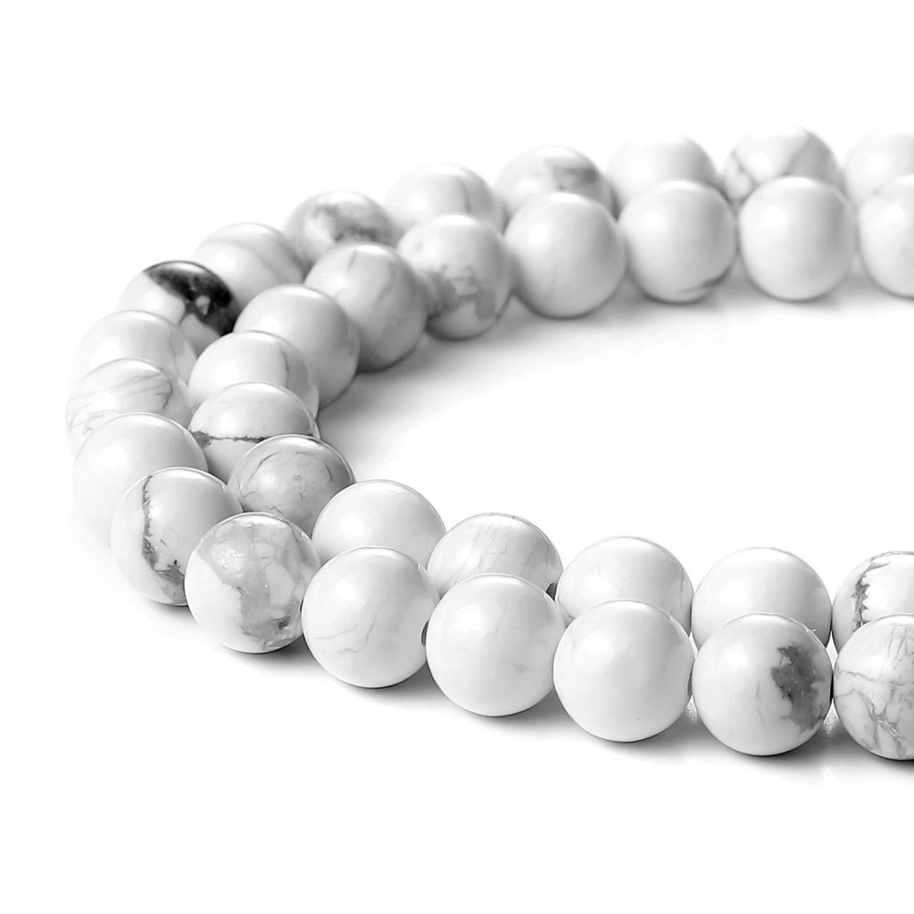 BEADNOVA Natural White Howlite Beads Natural Crystal Beads Stone ...