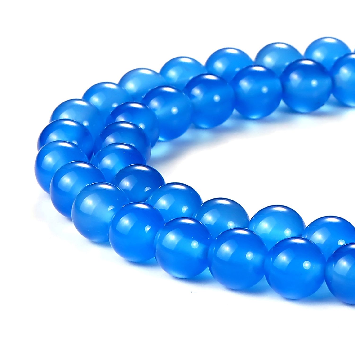 BEADNOVA 8mm Blue Agate Gemstone Round Loose Beads for Jewelry Making ...