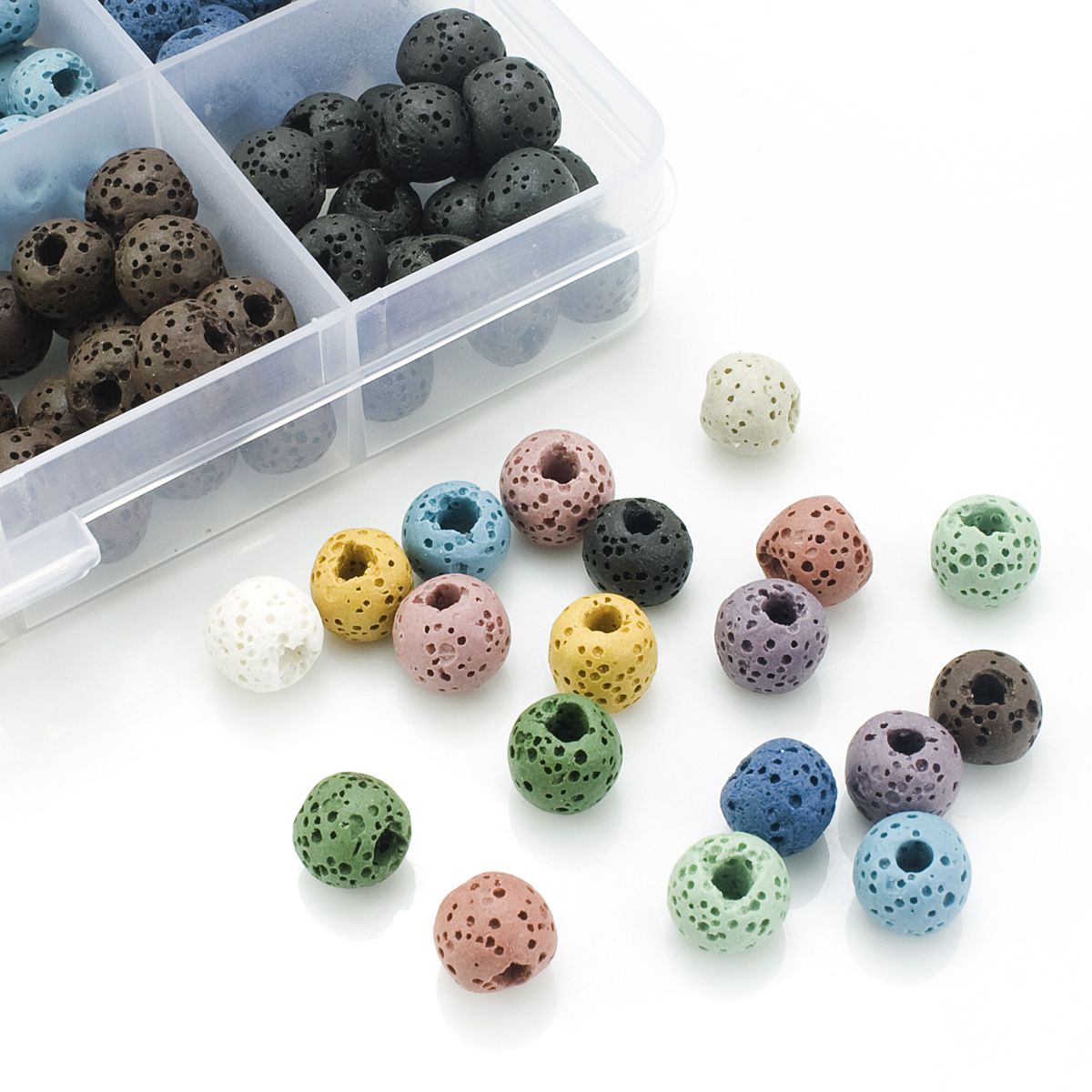  BEADNOVA 10mm Color Lava Beads Natural Crystal Beads
