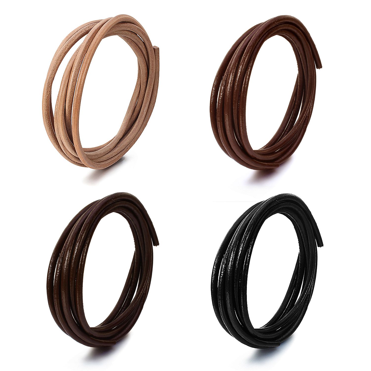 BEADNOVA 5mm Genuine Round Leather Cord Leather Strips for Jewelry ...