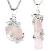 Dragon wrapped ball and cylinder rose quartz necklaces