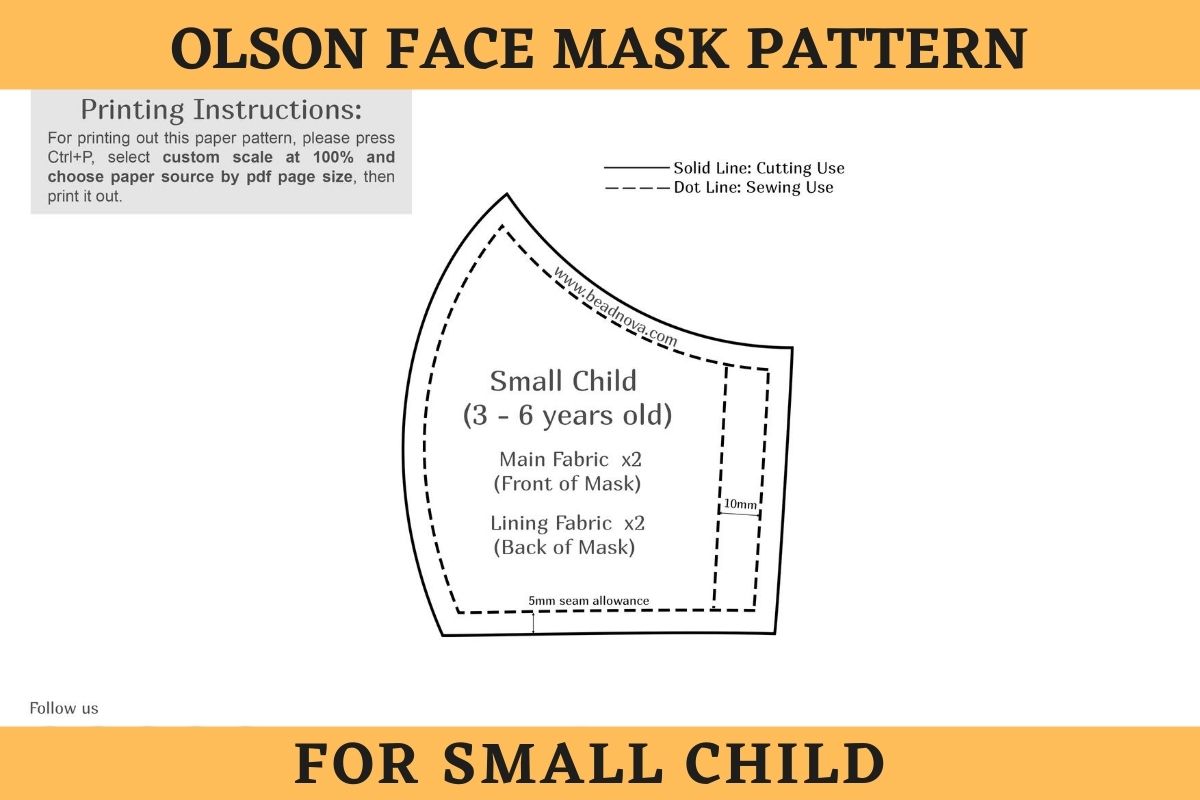 Printable 3D Face Mask Patterns Olson Pleated Sewing Guide PDF Beadnova