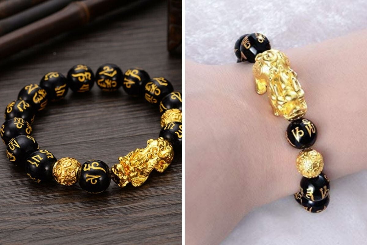 Amazoncom LIYAPEI Black Obsidian BraceletWomens Feng Shui Strand  Bracelets with Sagin Pixiu Character for Protection Can Bring Luck and  ProsperitySuitable for Any Occasion10mmWomens Clothing Shoes   Jewelry
