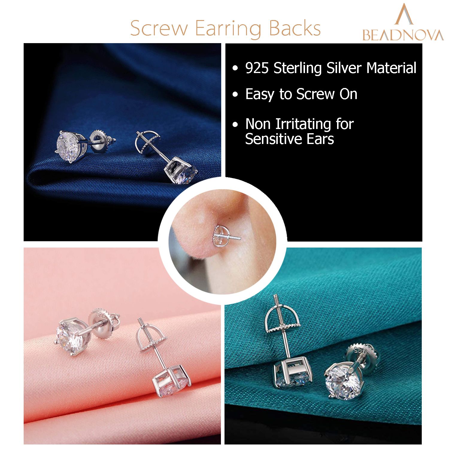 3 Pairs Brass Secure Screw on Earring Backs Replacement for Threaded Post Diamond  Earring Studs Screwbacks Locking Backs  AliExpress