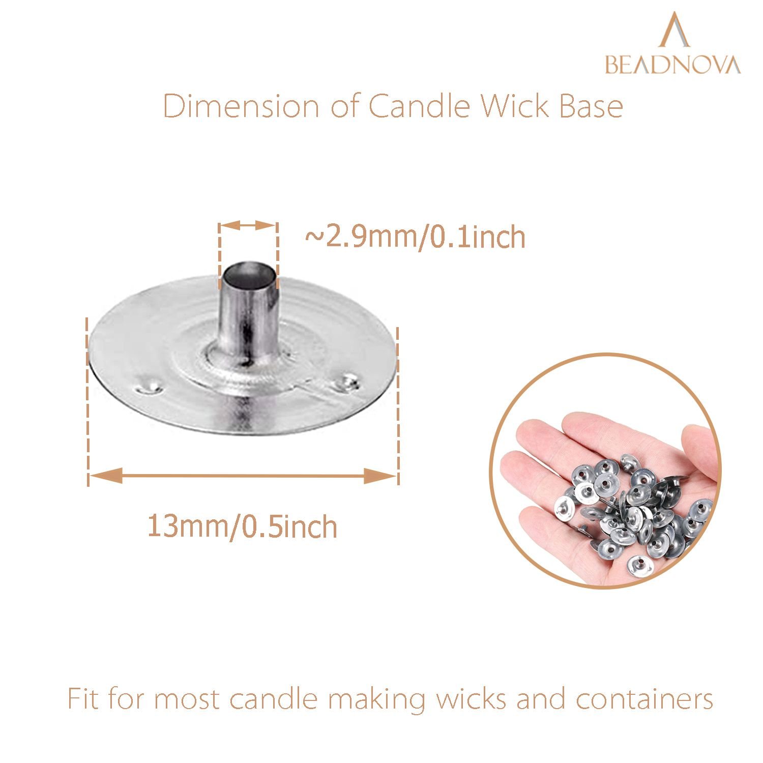 EricX Light 200pcs 20mm Metal Candle Wick Sustainer Tabs,For Candle  Making,Candle DIY