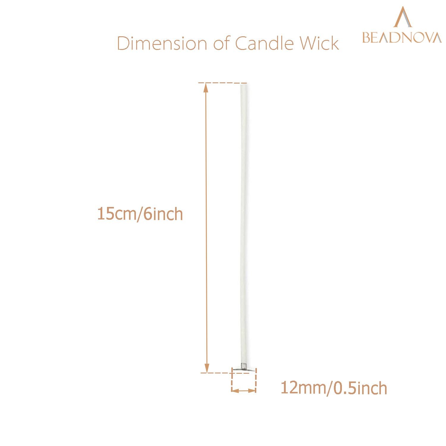 BEADNOVA Candle Wicks 6 Inch 150pcs Large Candle String Cotton