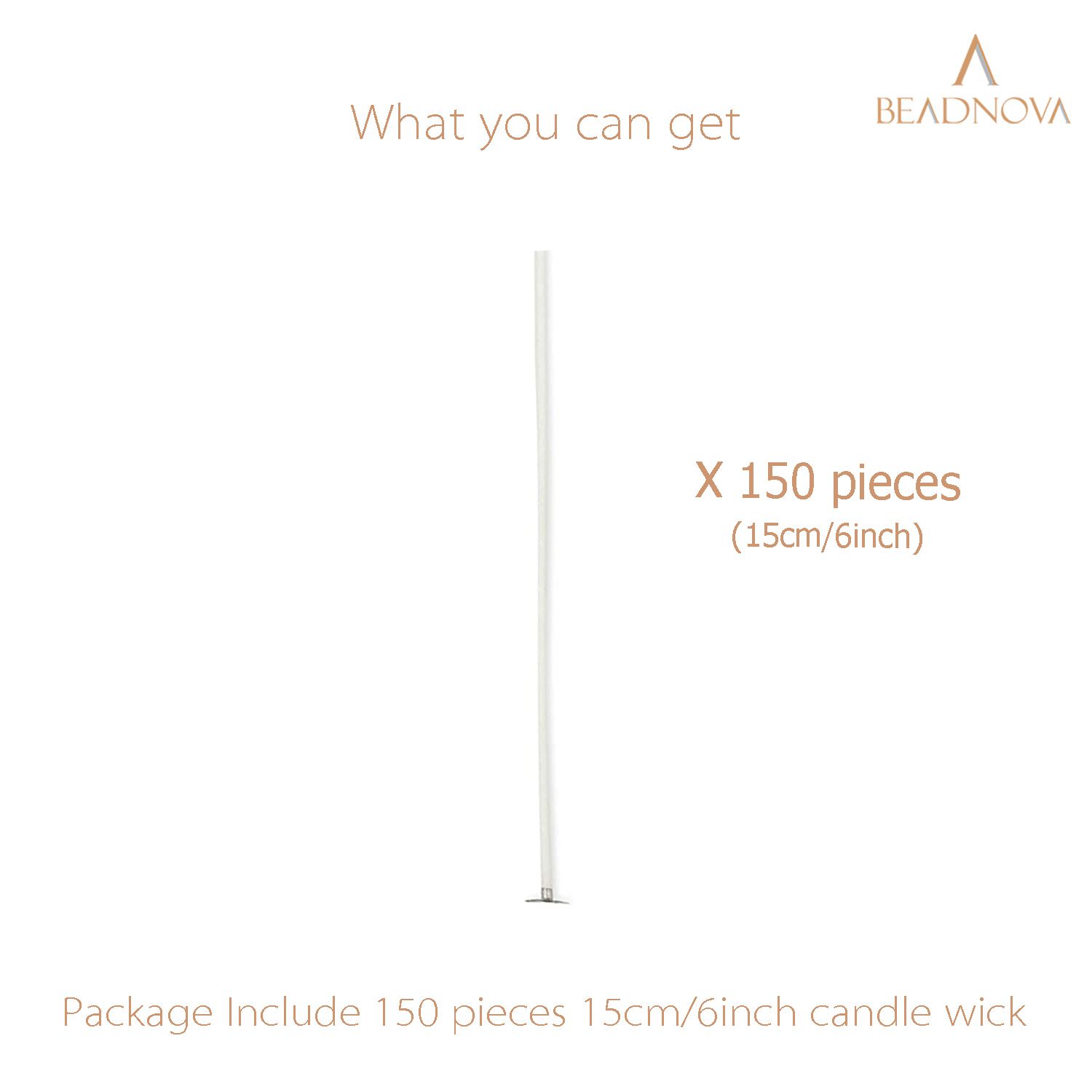 BEADNOVA Candle Wicks 6 Inch 150pcs Large Candle String Cotton Candle Wicks  for Candle Making DIY - Beadnova