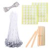 BEADNOVA Candle Wicks Set 50 Pcs 8 Inch Large Cotton Candle Wicks with 21 Pcs Wood and Metal Candle Wick Centering Decive 70 Pcs Candle Wick Stickers for Candle Making Supplies DIY