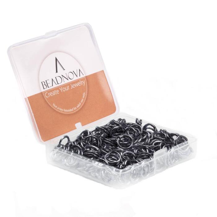 BEADNOVA 10mm Jump Rings Gun Black Jewelry Jump Rings for Jewelry Making Open Jump Rings for Keychains (300Pcs)