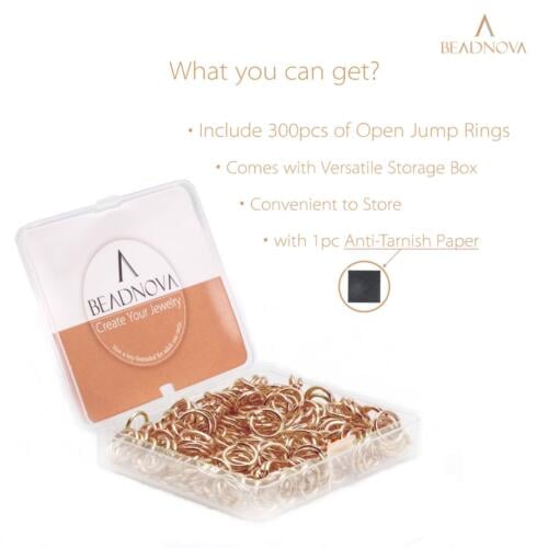  BEADNOVA Open Jump Rings Gold Plated with Jump Ring Opener for  Jewelry Making and Keychains (3mm 4mm 5mm 6mm 7mm 8mm 10mm Mix Box Set) :  Arts, Crafts & Sewing