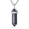 BEADNOVA Hematite Necklace Gemstone Crystal Necklace for Women Healing Stone Pendant Jewelry for Men Pendulum Divination Hexagonal Pendant (18 Inches Stainless Steel Chain)