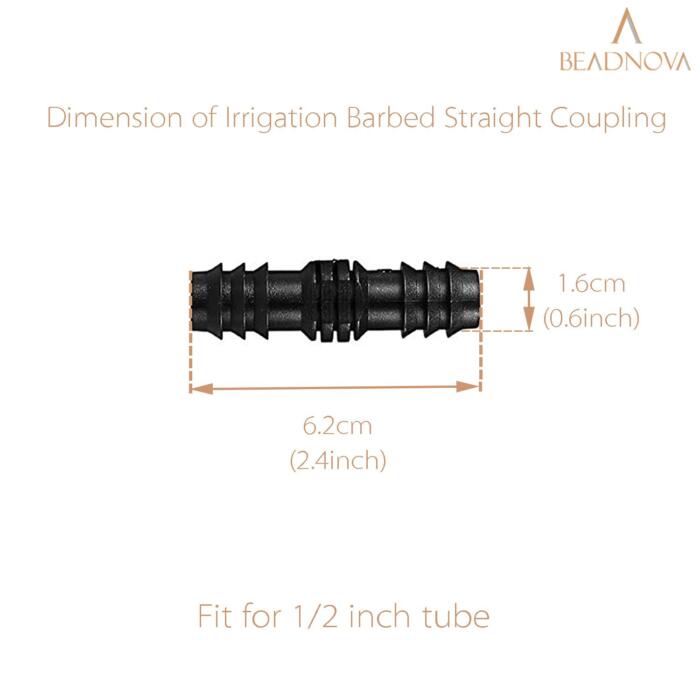 BEADNOVA Drip Irrigation Connectors 30 Pcs 1/2 Inch Barbed Connector Straight Couplings Irrigation Connectors for 1/2 Inch Drip Tubing Water Tubing Gardening Irrigation Supplies (30pcs)