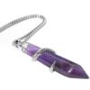 BEADNOVA Healing Crystal Necklace for Women Men Amethyst Snake Tail Wrap Pendant Energy Healing Gemstones Jewelry Pendulum Crystal Divination (Hexagonal, 18 Inches Stainless Steel Chain)