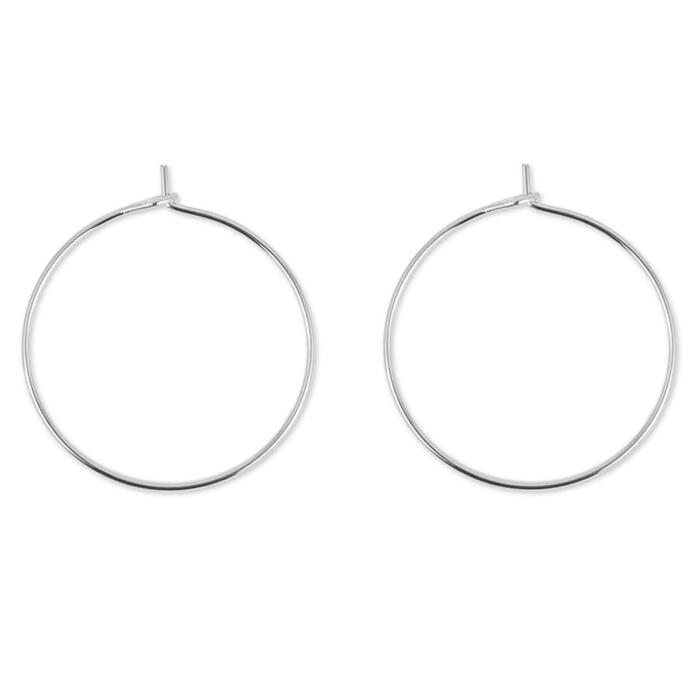 BEADNOVA 925 Sterling Silver Hoop Ear Wires Hoop Earrings Wires Earring Hoops for Jewelry Making Earrings Making DIY (2pcs, 30mm)