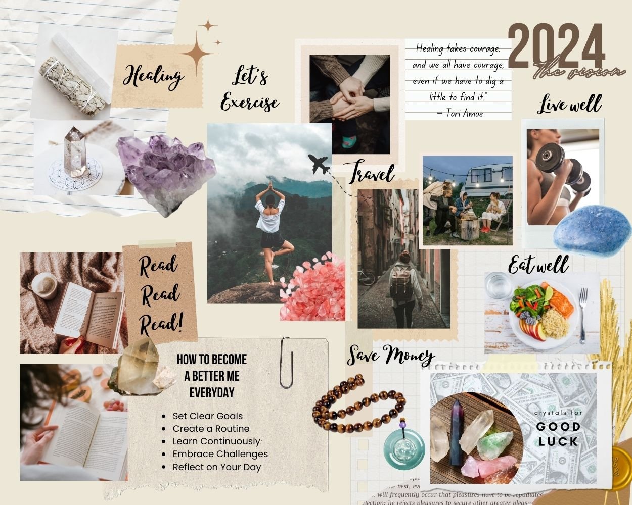 Create an Empowering 2024 Vision Board with Healing Crystals